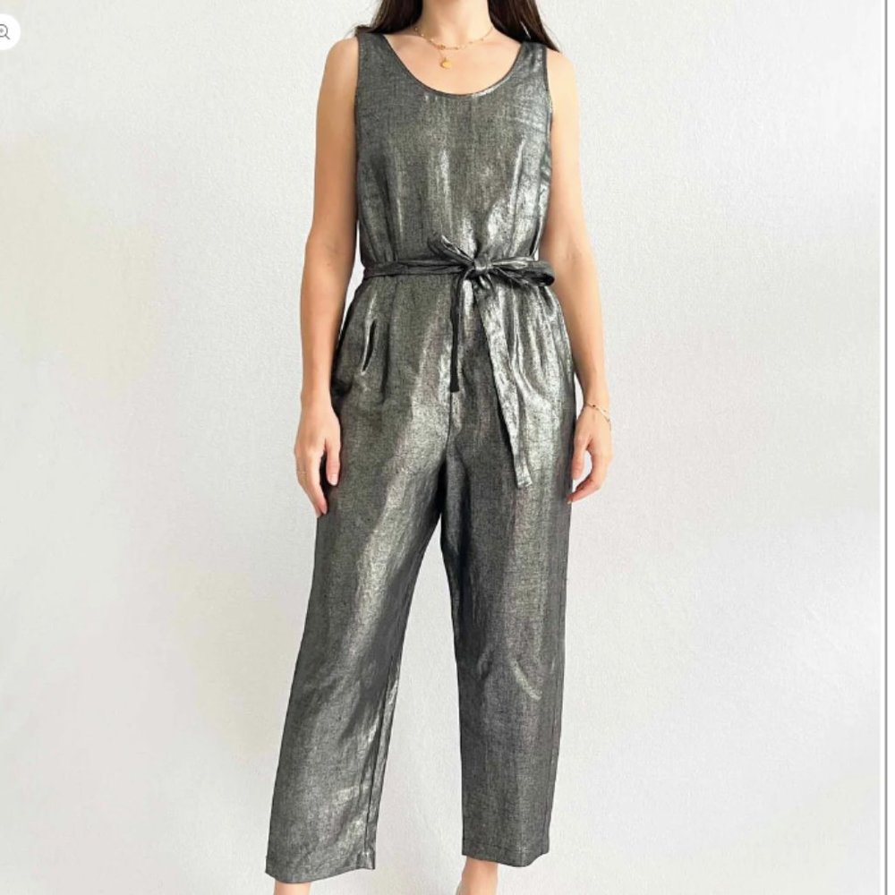 ELK Australia,  black/silver linen jumpsuit, size 4